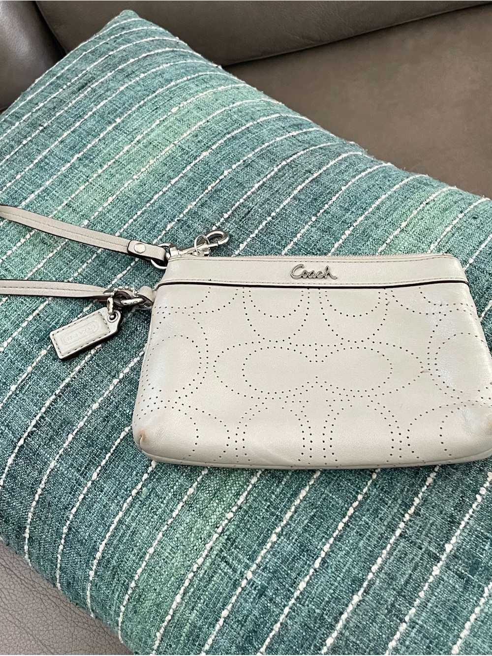Coach light Gray Leather Wristlet